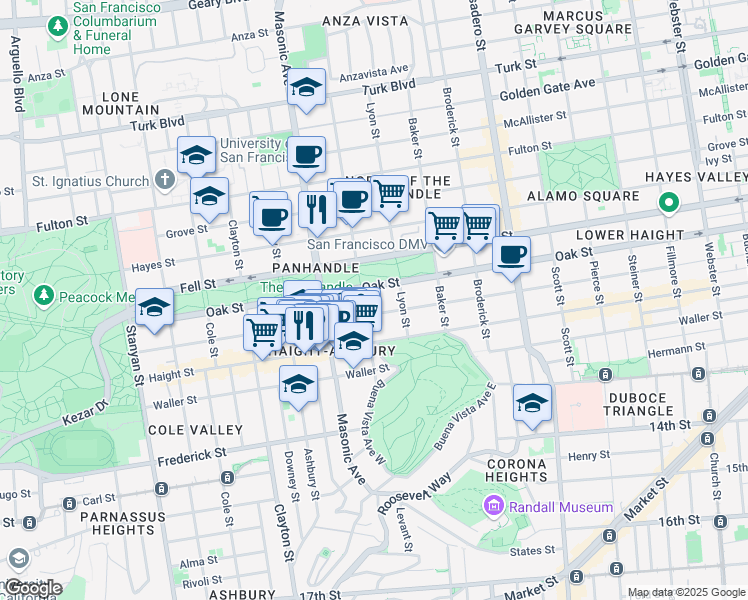 map of restaurants, bars, coffee shops, grocery stores, and more near in San Francisco