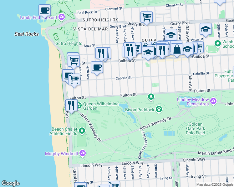 map of restaurants, bars, coffee shops, grocery stores, and more near in San Francisco