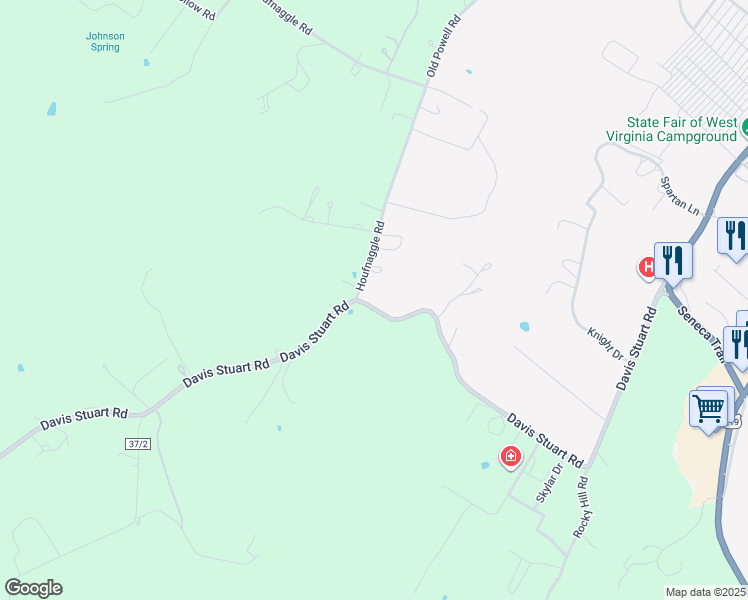 map of restaurants, bars, coffee shops, grocery stores, and more near 1286 Davis Stuart Road in Lewisburg