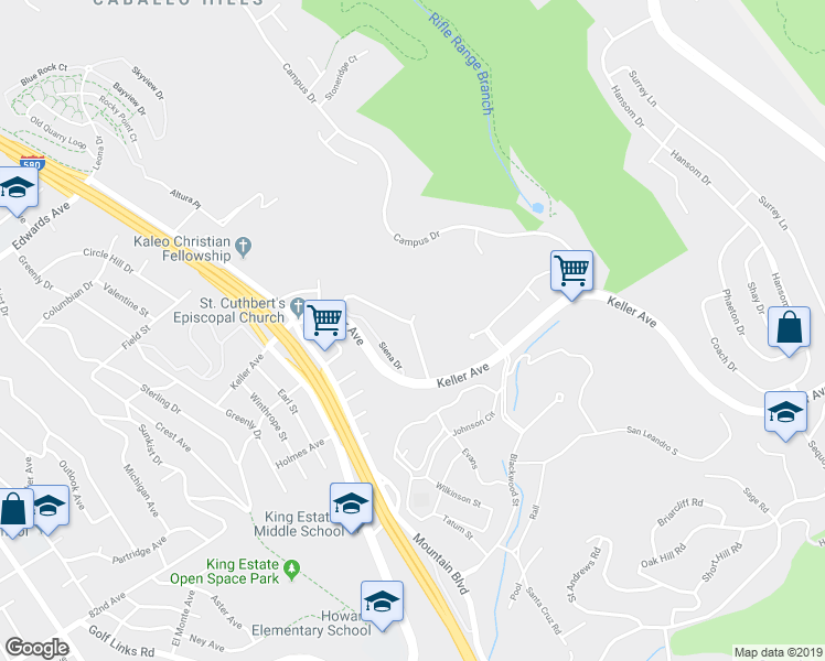 map of restaurants, bars, coffee shops, grocery stores, and more near 4341 Rilea Way in Oakland