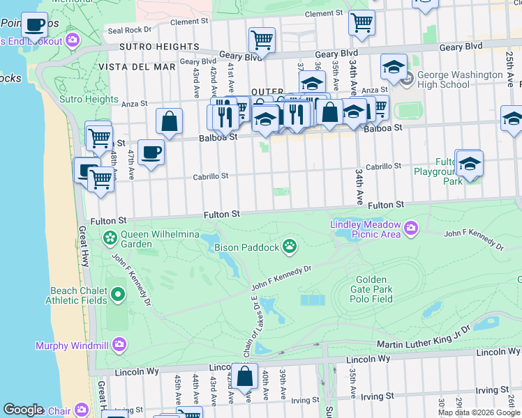 map of restaurants, bars, coffee shops, grocery stores, and more near in San Francisco