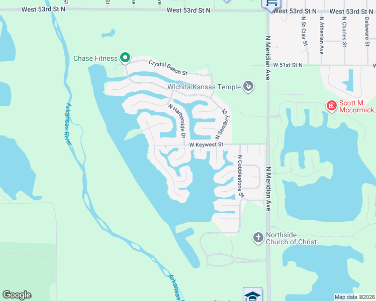 map of restaurants, bars, coffee shops, grocery stores, and more near 3115 West Keywest Court in Wichita