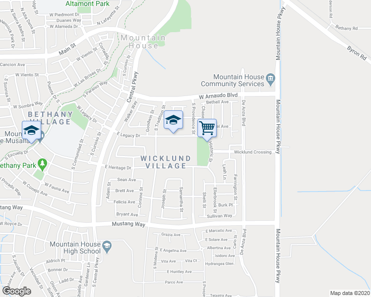 map of restaurants, bars, coffee shops, grocery stores, and more near 300 Legacy Drive in Tracy