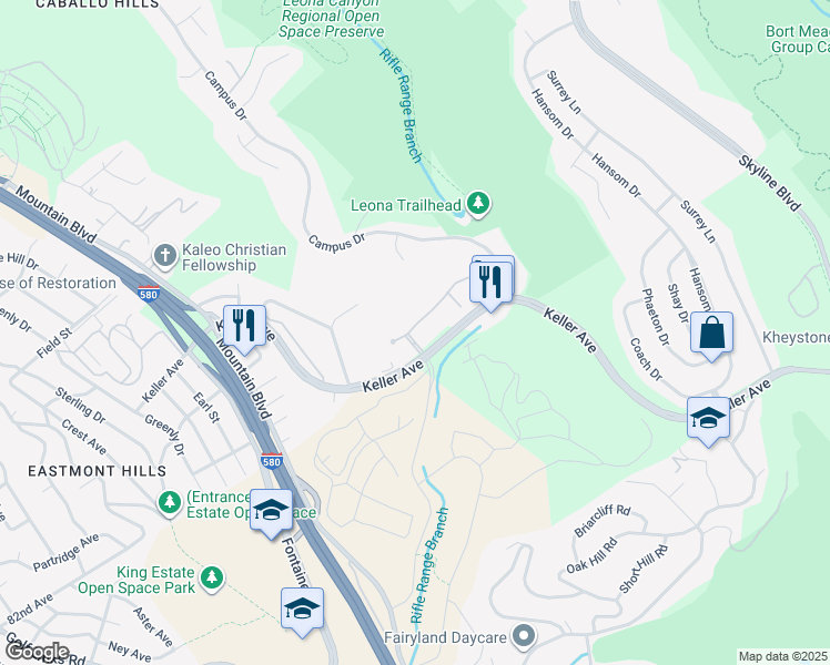 map of restaurants, bars, coffee shops, grocery stores, and more near in Oakland