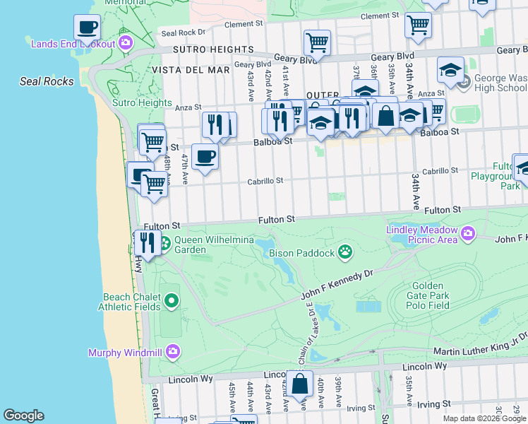 map of restaurants, bars, coffee shops, grocery stores, and more near in San Francisco