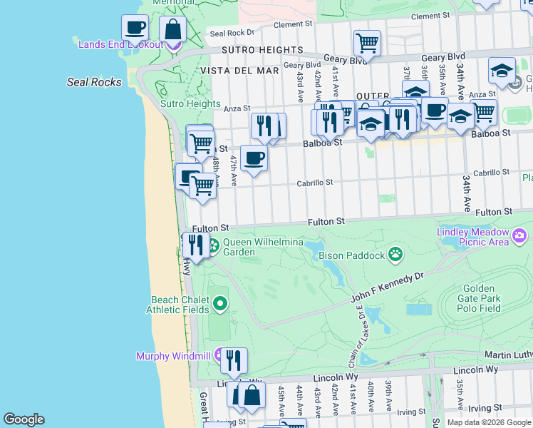map of restaurants, bars, coffee shops, grocery stores, and more near in San Francisco