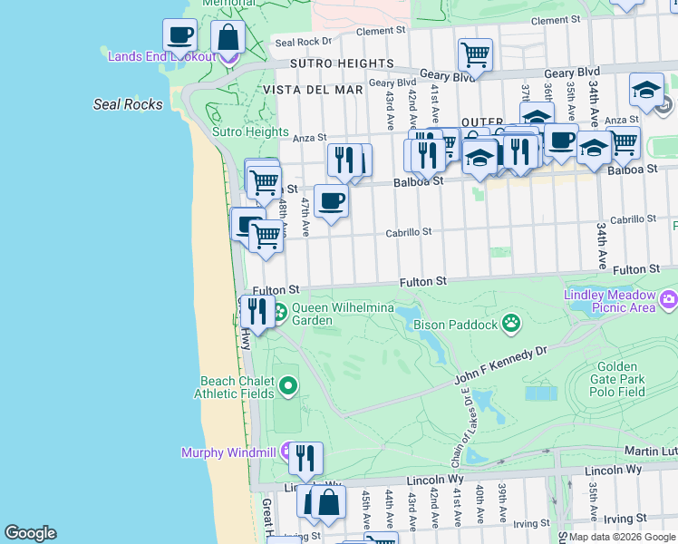 map of restaurants, bars, coffee shops, grocery stores, and more near in San Francisco
