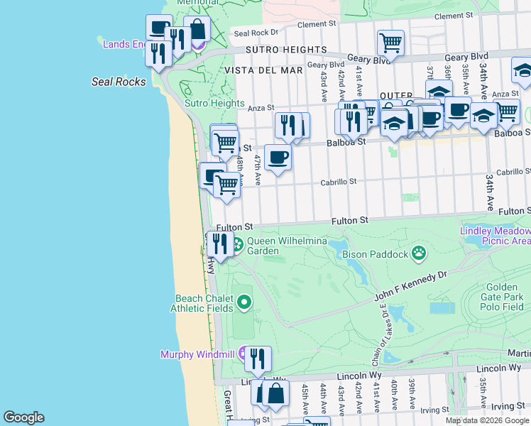 map of restaurants, bars, coffee shops, grocery stores, and more near in San Francisco