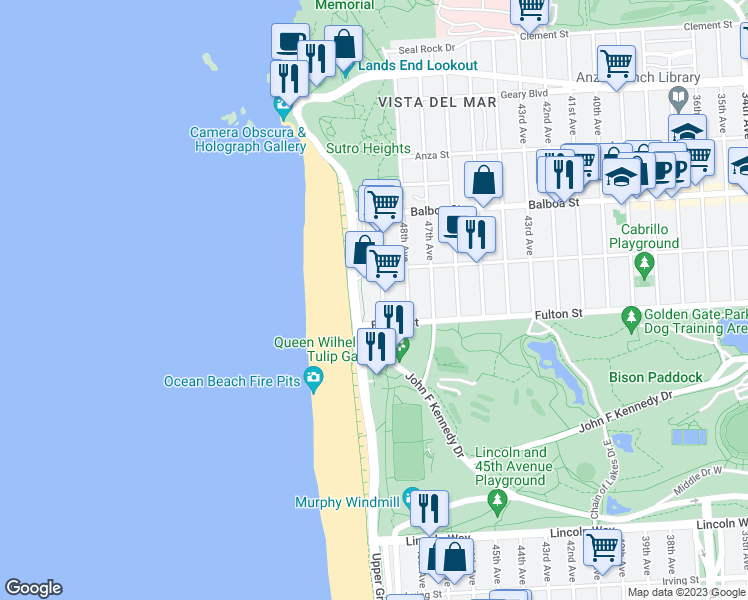 map of restaurants, bars, coffee shops, grocery stores, and more near in San Francisco