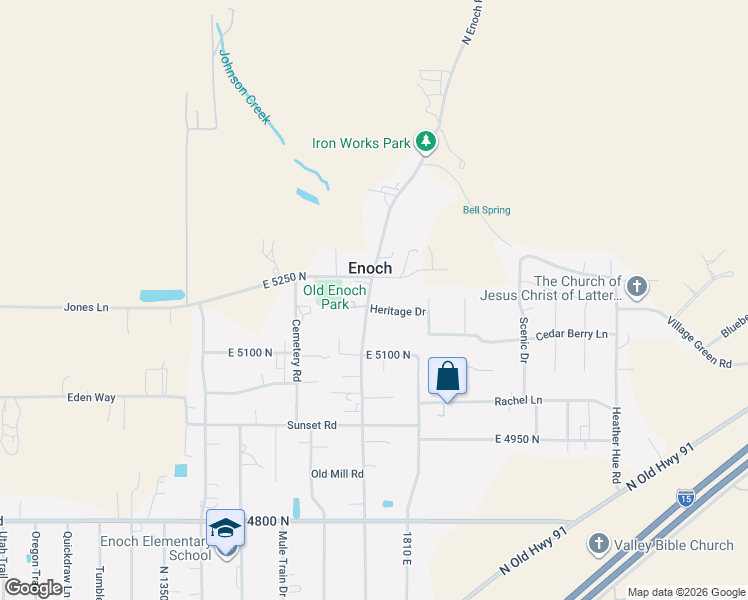 map of restaurants, bars, coffee shops, grocery stores, and more near 1799 East 5250 North in Cedar City
