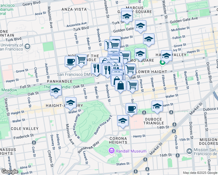 map of restaurants, bars, coffee shops, grocery stores, and more near in San Francisco