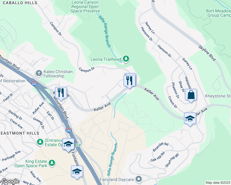 map of restaurants, bars, coffee shops, grocery stores, and more near in Oakland