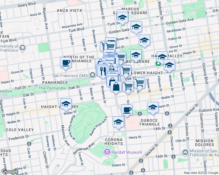 map of restaurants, bars, coffee shops, grocery stores, and more near in San Francisco