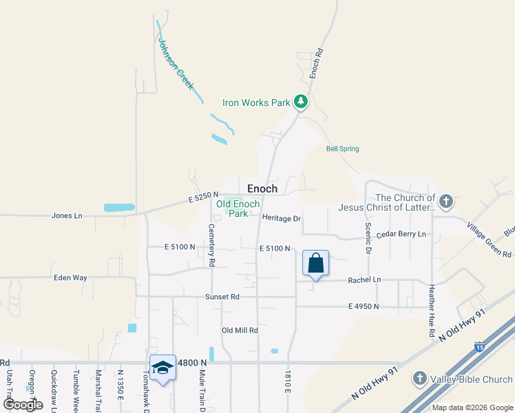 map of restaurants, bars, coffee shops, grocery stores, and more near 1792 East 5250 North in Cedar City