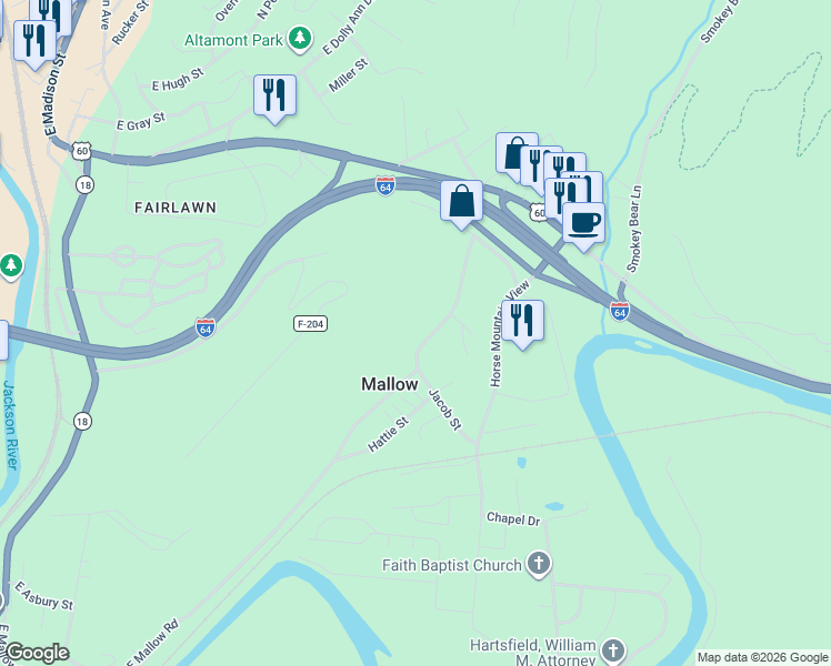 map of restaurants, bars, coffee shops, grocery stores, and more near 3009 Mallow Road in Covington