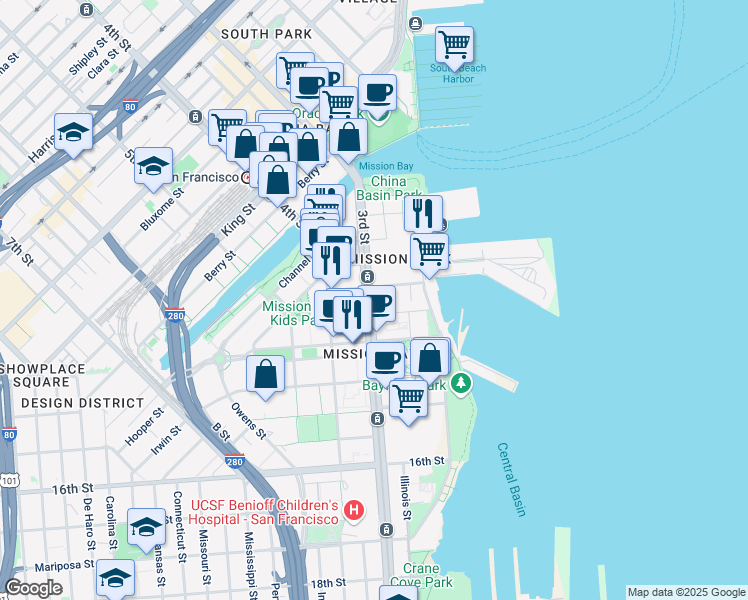 map of restaurants, bars, coffee shops, grocery stores, and more near in San Francisco