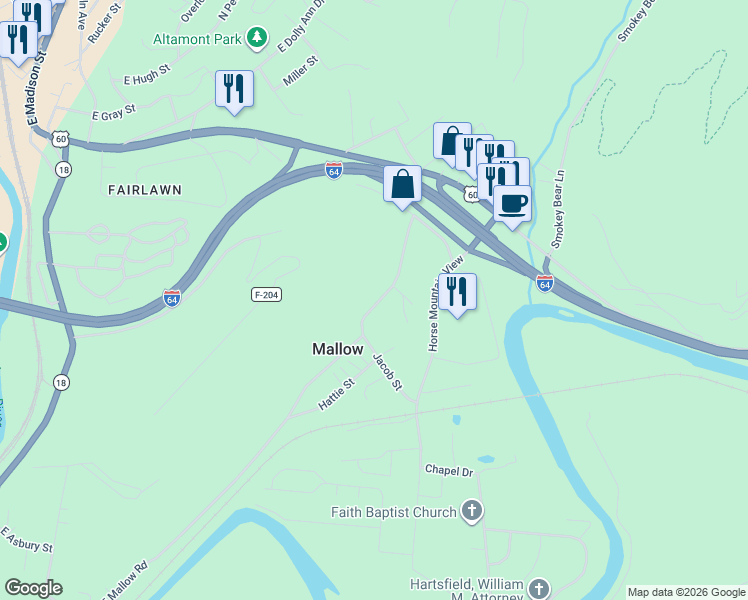 map of restaurants, bars, coffee shops, grocery stores, and more near 3009 Mallow Road in Covington