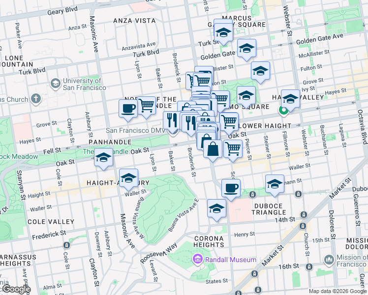 map of restaurants, bars, coffee shops, grocery stores, and more near in San Francisco