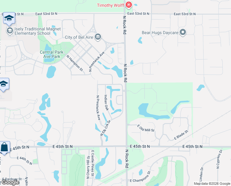 map of restaurants, bars, coffee shops, grocery stores, and more near 5021 North Remington Street in Bel Aire