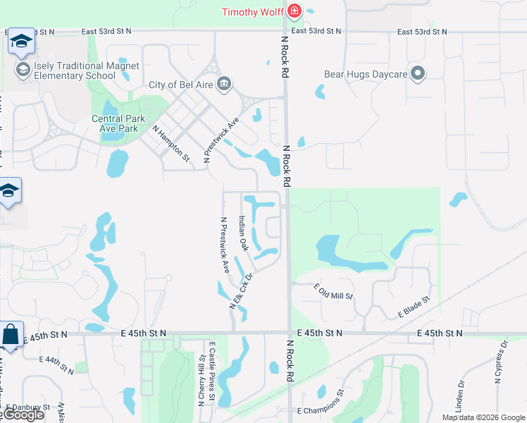 map of restaurants, bars, coffee shops, grocery stores, and more near 5021 North Remington Street in Bel Aire