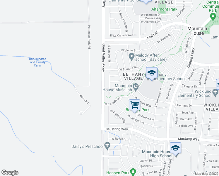 map of restaurants, bars, coffee shops, grocery stores, and more near West Las Brisas Drive & South Amable Street in Tracy