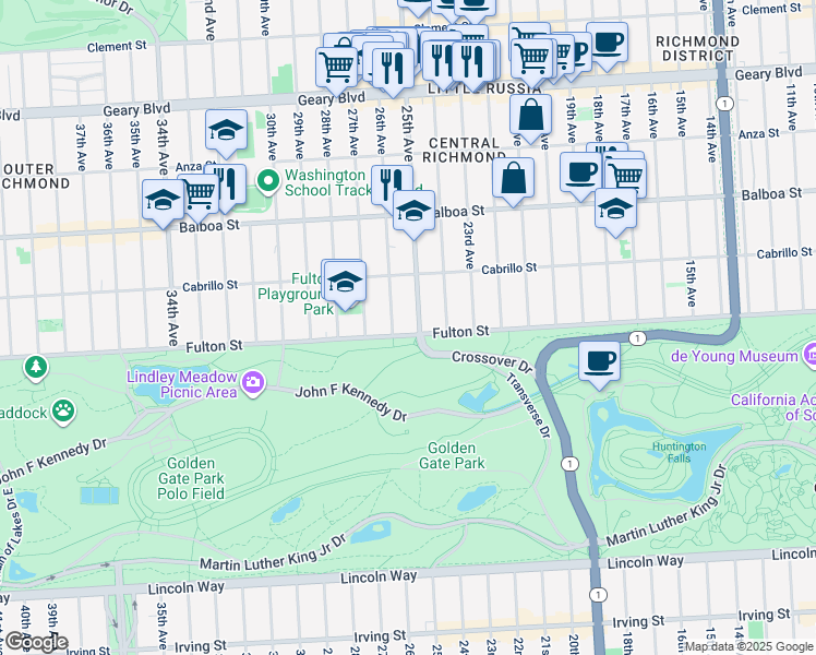map of restaurants, bars, coffee shops, grocery stores, and more near in San Francisco