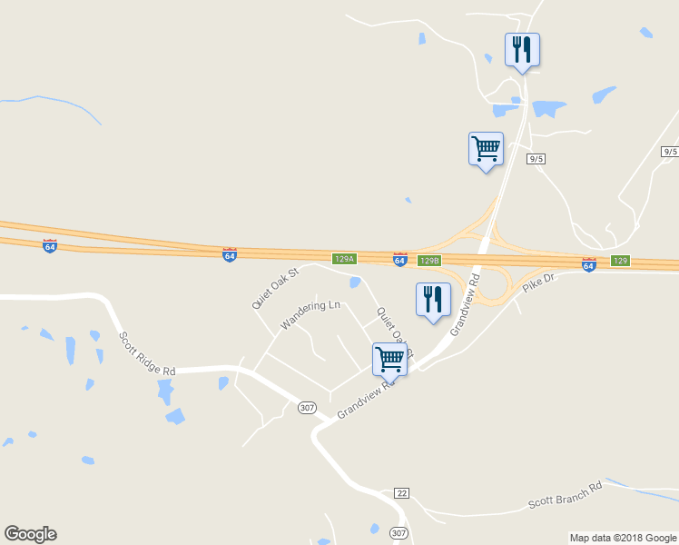 map of restaurants, bars, coffee shops, grocery stores, and more near 239 Quiet Oak Street in Beaver
