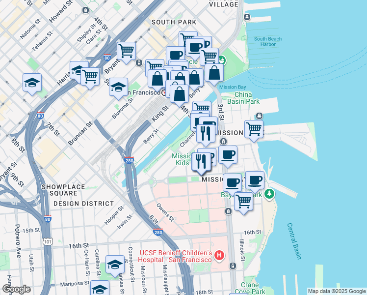 map of restaurants, bars, coffee shops, grocery stores, and more near 690 Long Bridge Street in San Francisco