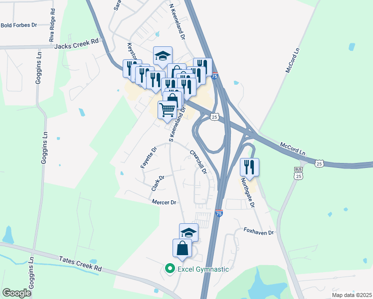 map of restaurants, bars, coffee shops, grocery stores, and more near 9 Churchill Drive in Richmond