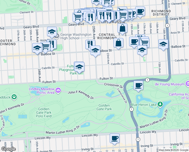 map of restaurants, bars, coffee shops, grocery stores, and more near in San Francisco