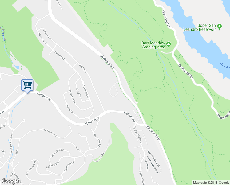map of restaurants, bars, coffee shops, grocery stores, and more near 8278 Skyline Cir in Oakland