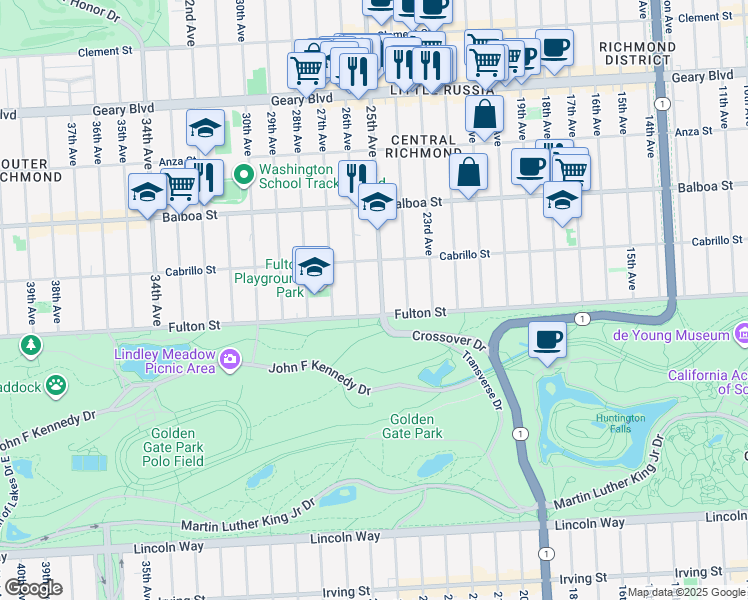 map of restaurants, bars, coffee shops, grocery stores, and more near in San Francisco