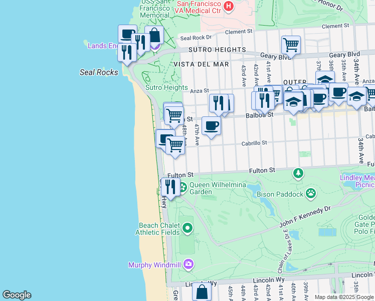 map of restaurants, bars, coffee shops, grocery stores, and more near in San Francisco