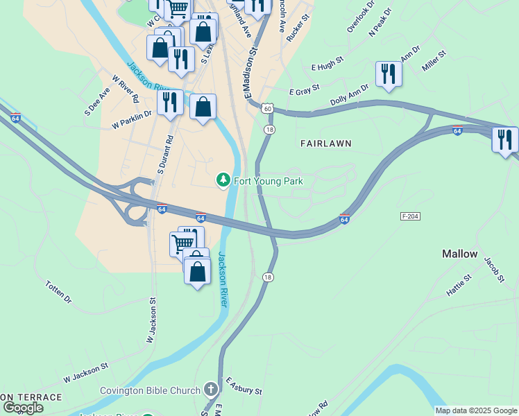map of restaurants, bars, coffee shops, grocery stores, and more near 1632 South Carpenter Drive in Covington