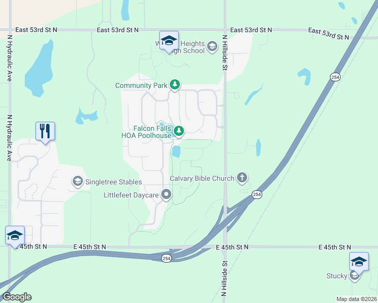 map of restaurants, bars, coffee shops, grocery stores, and more near 2913 Lanners Circle in Wichita