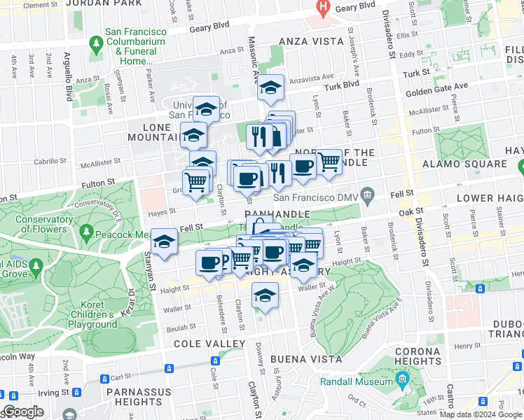 map of restaurants, bars, coffee shops, grocery stores, and more near in San Francisco