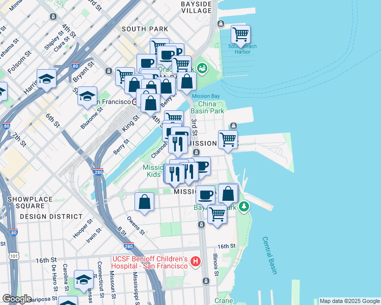 map of restaurants, bars, coffee shops, grocery stores, and more near in San Francisco