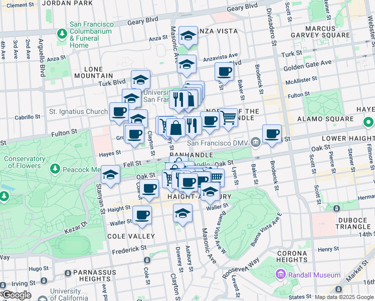 map of restaurants, bars, coffee shops, grocery stores, and more near in San Francisco