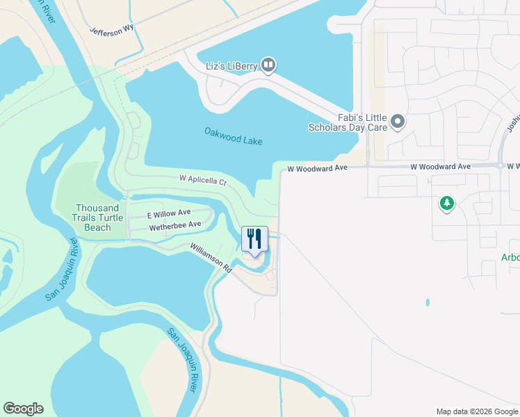 map of restaurants, bars, coffee shops, grocery stores, and more near 3956 Aplicella Court in Manteca