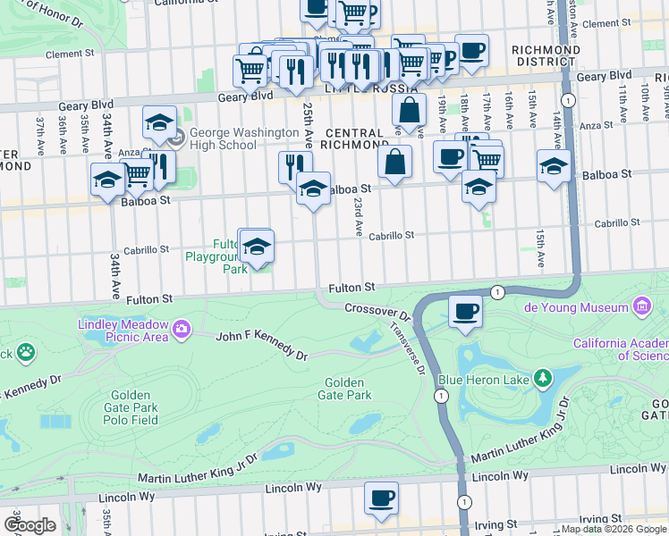 map of restaurants, bars, coffee shops, grocery stores, and more near in San Francisco