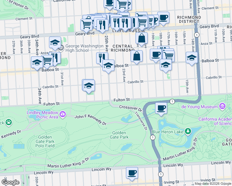 map of restaurants, bars, coffee shops, grocery stores, and more near in San Francisco