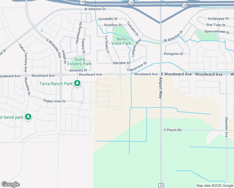 map of restaurants, bars, coffee shops, grocery stores, and more near 1934 Hedaro Place in Manteca