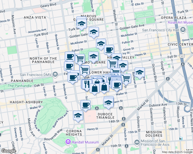 map of restaurants, bars, coffee shops, grocery stores, and more near in San Francisco