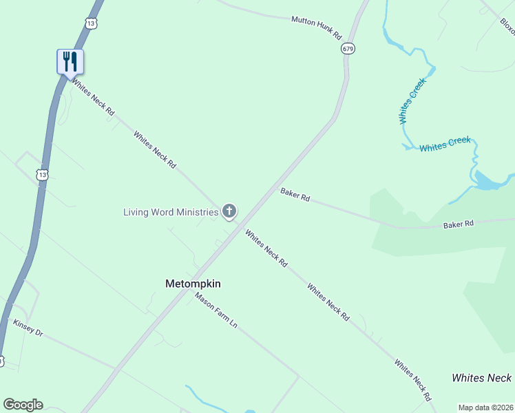map of restaurants, bars, coffee shops, grocery stores, and more near 19283-19329 Metompkin Road in Parksley