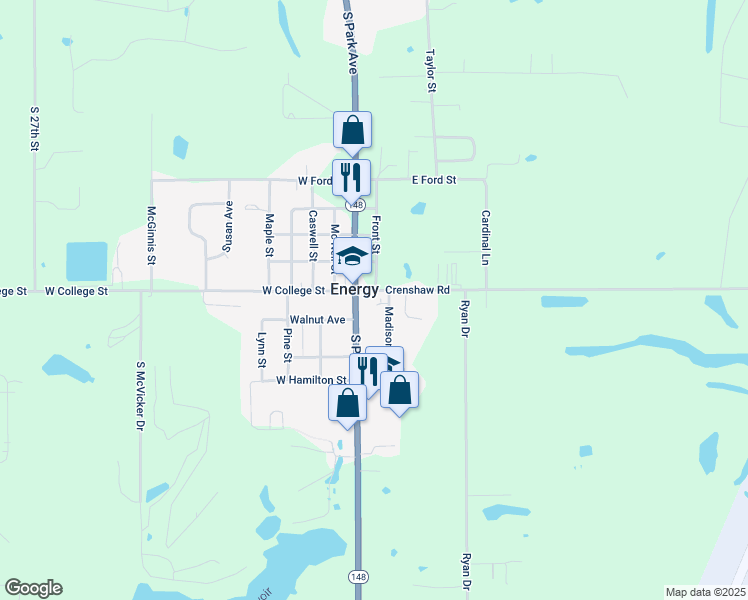 map of restaurants, bars, coffee shops, grocery stores, and more near 398 Madison St in Energy