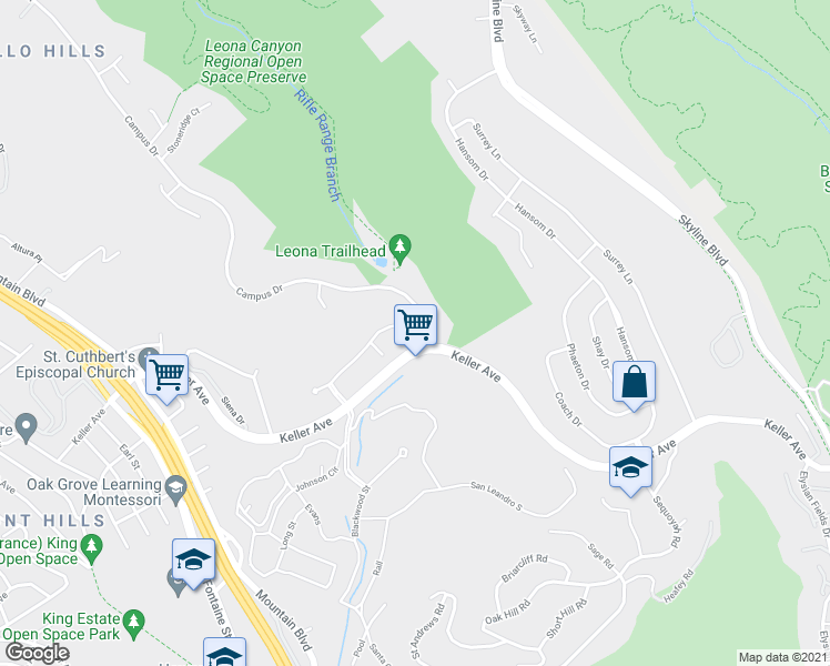 map of restaurants, bars, coffee shops, grocery stores, and more near in Oakland