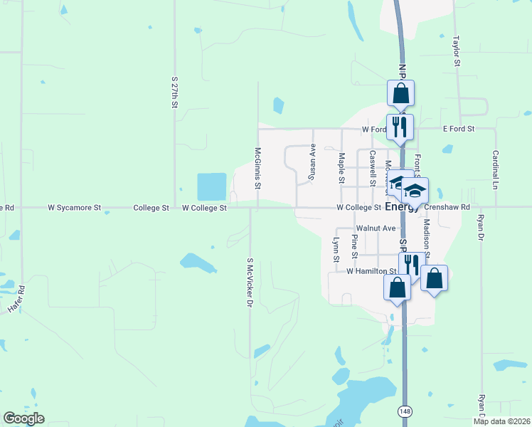 map of restaurants, bars, coffee shops, grocery stores, and more near 572-698 West College Street in Energy