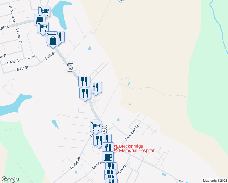 map of restaurants, bars, coffee shops, grocery stores, and more near in Hardinsburg