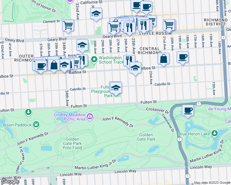 map of restaurants, bars, coffee shops, grocery stores, and more near in San Francisco