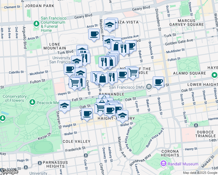 map of restaurants, bars, coffee shops, grocery stores, and more near in San Francisco